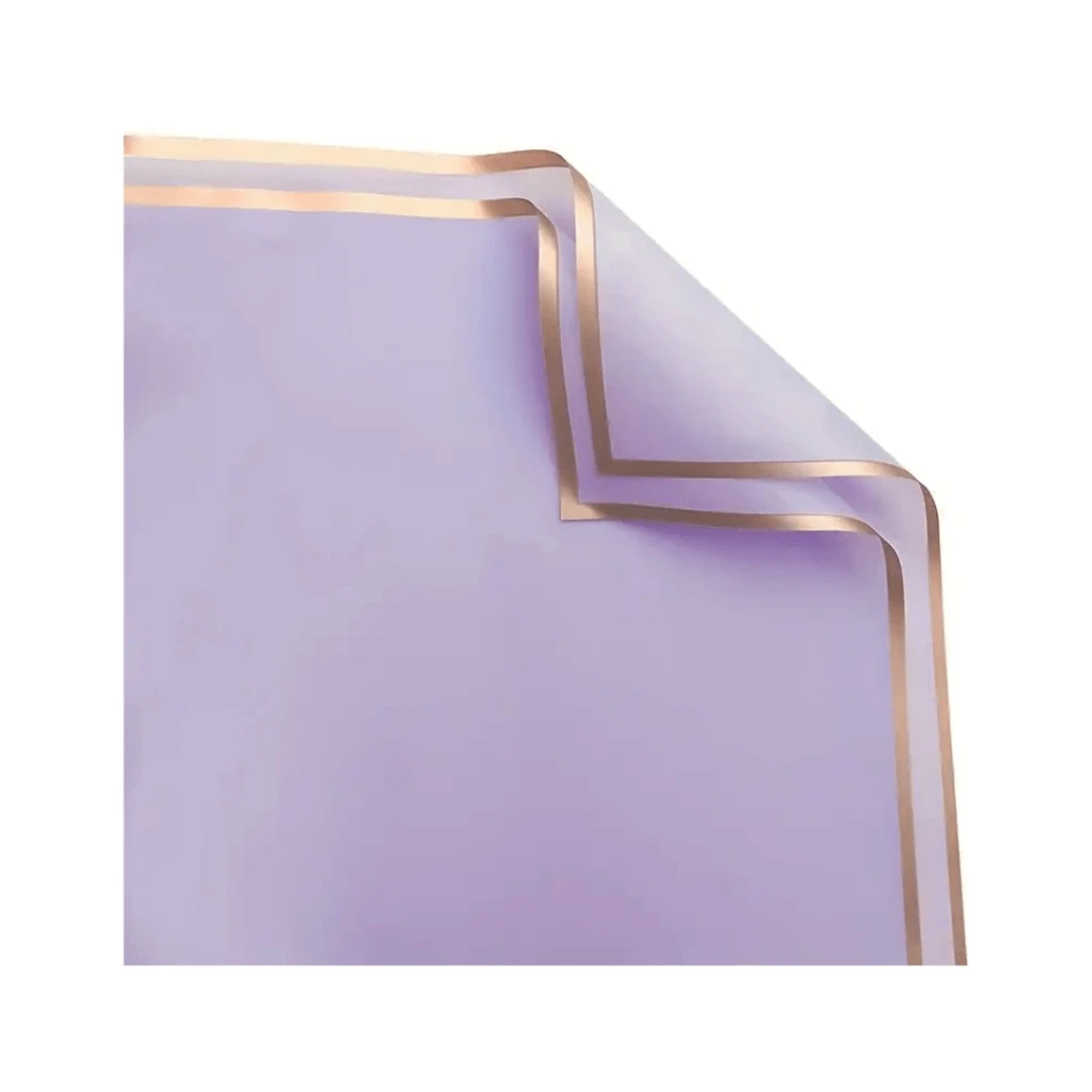 PAPEL COREANO LILA CON BORDE DORADO 50MIC-58X58CM