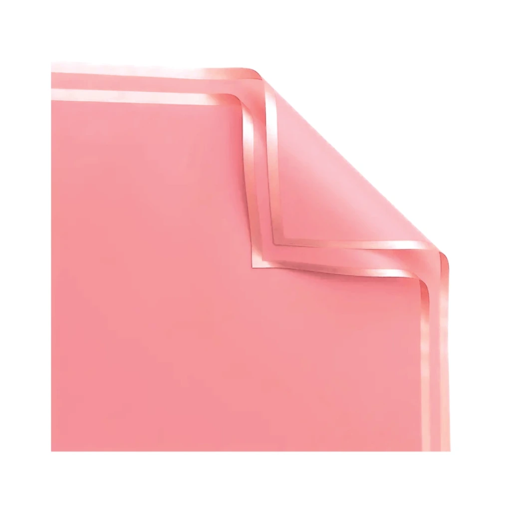 PAPEL COREANO PALO DE ROSA CON BORDE DORADO 50MIC- 58X58CM