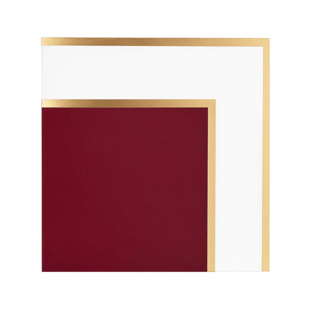 PAPEL COREANO ROJO OSCURO CON DOBLE FILO DORADO TRANSPARENTE 50MIC-58X58CM