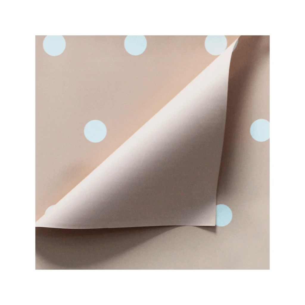 PAPEL COREANO ROSADO DE BOLAS BLANCAS 65MIC - 58X58CM