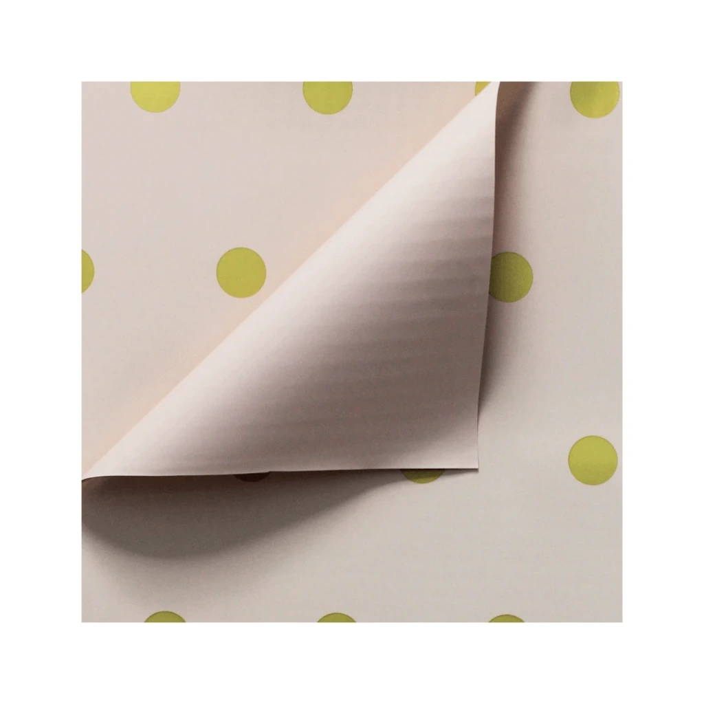 PAPEL COREANO ROSADO DE BOLAS DORADAS 65MIC - 58X58CM