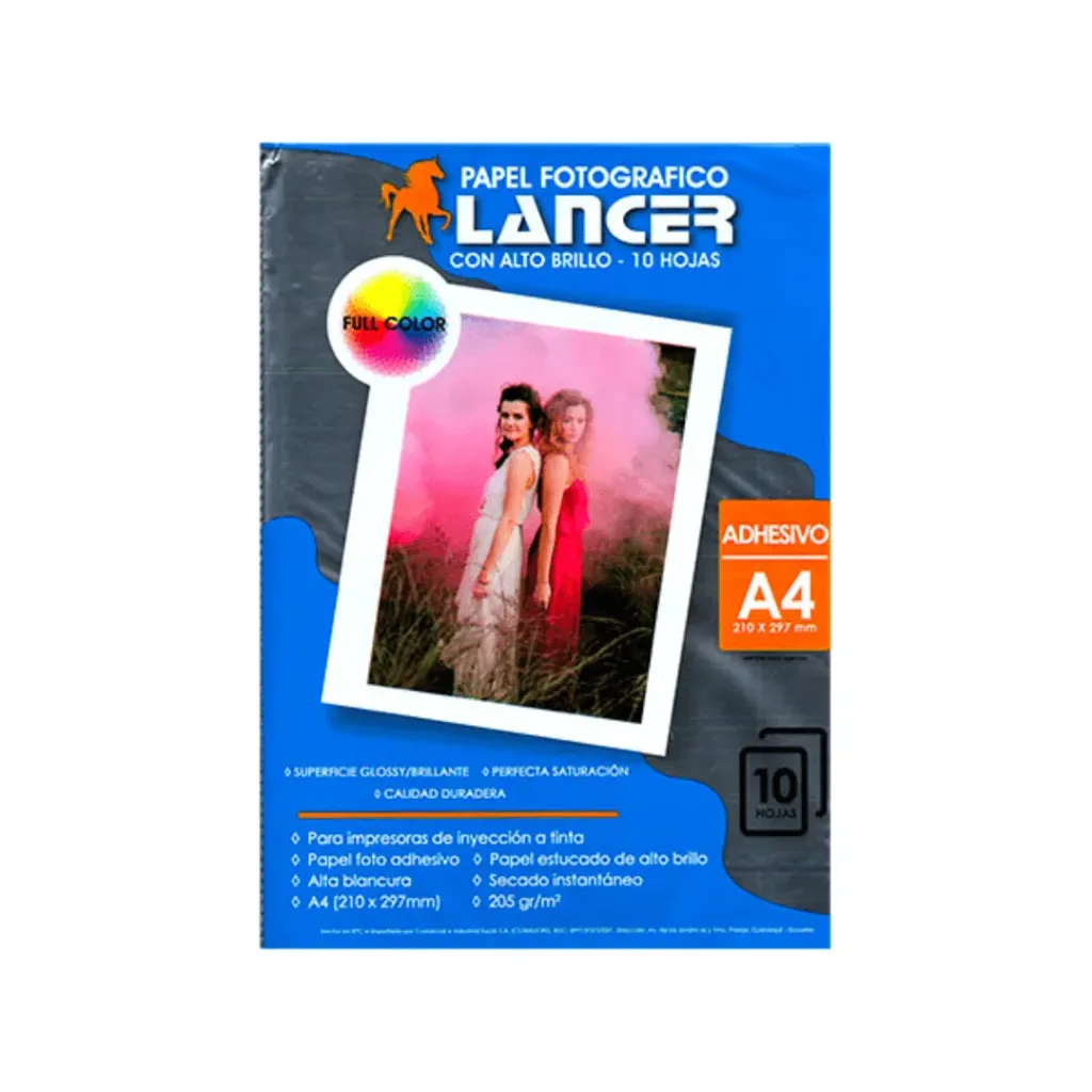 PAPEL FOTOGRÁFICO ADHESIVO A4 205GR RESISTENTE AL AGUA LANCER