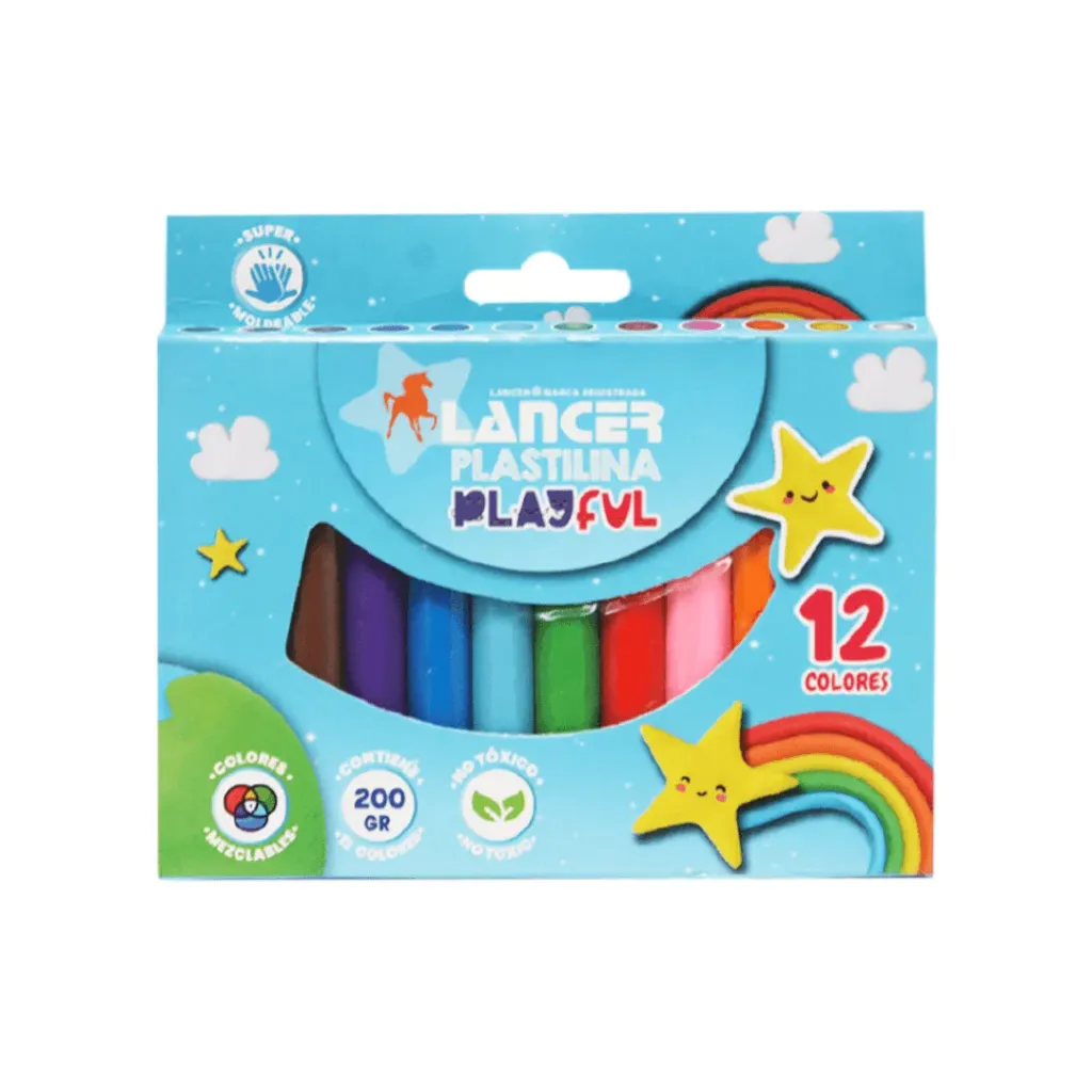 PLASTILINA LANCER JUMBO 12 COLORES 200GR
