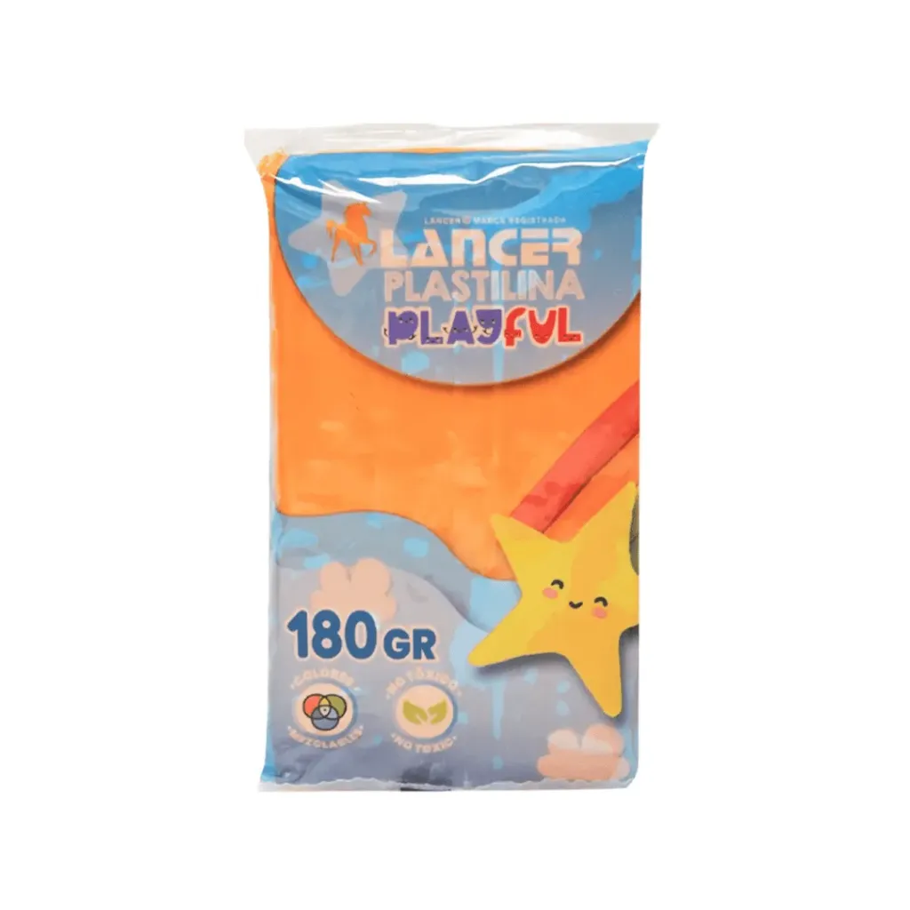 PLASTILINA MARQUETA LANCER 180GR - NARANJA