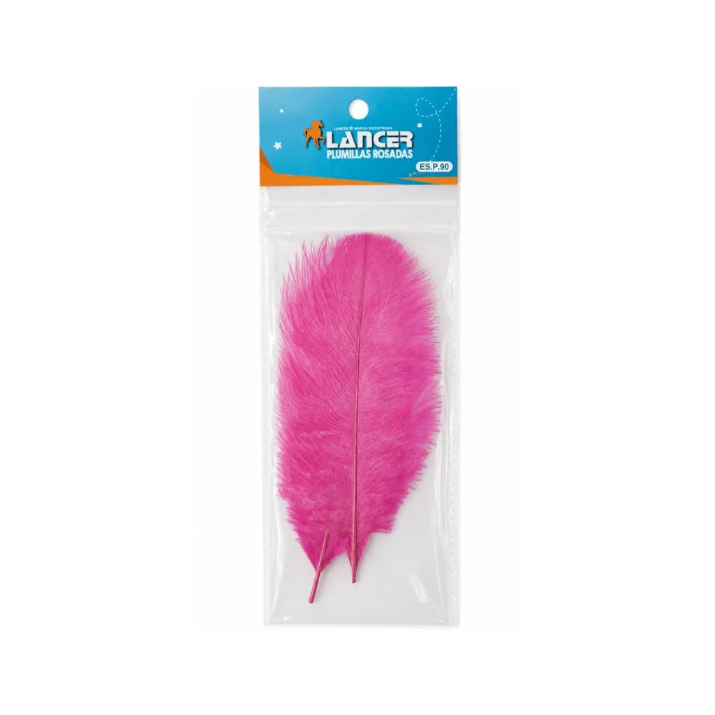 PLUMILLAS COLOR ROSADA TAMAÑO 22CM X 2 UNIDADES ES.P.90 (PLUMAS)