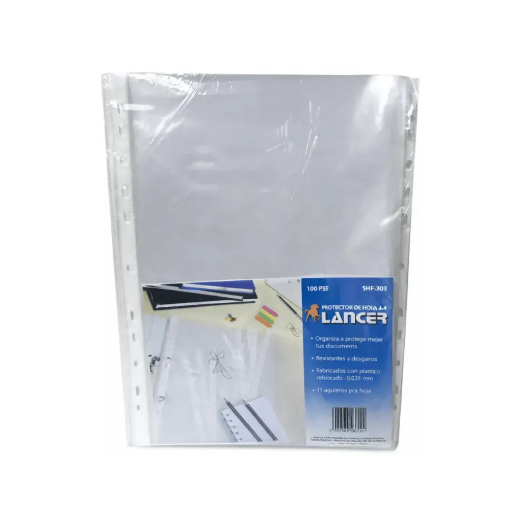 PROTECTOR DE HOJAS A4 FINO - 0.035MM 100 UNIDADES