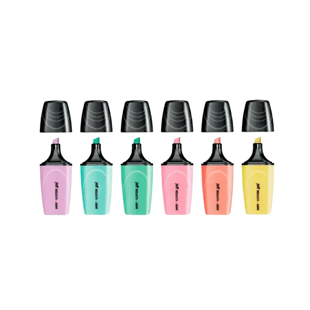 RESALTADOR MINI JEFF 12 UNIDADES PASTELES