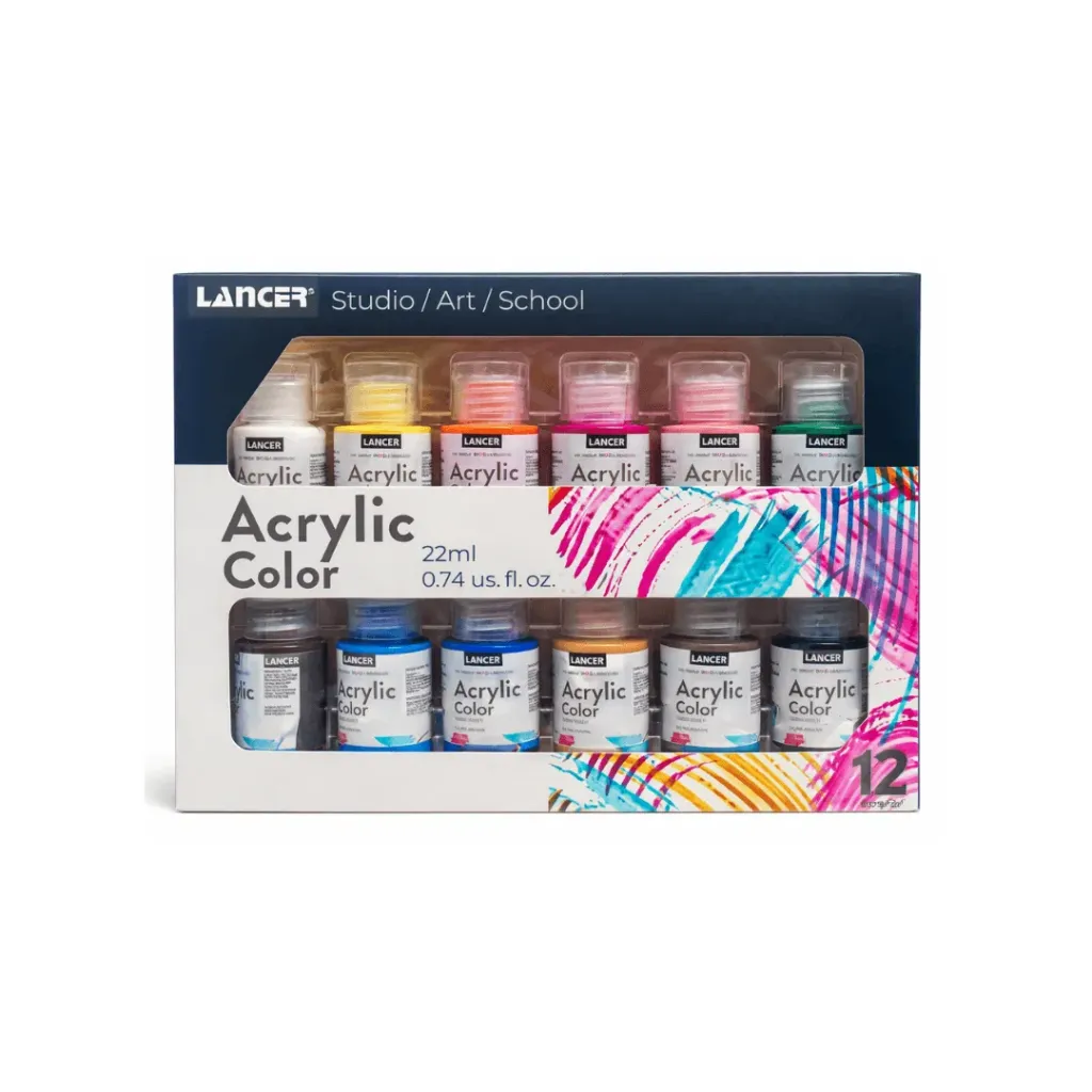 SET DE PINTURAS ACRÍLICAS ACRYLIC COLOR LANCER – 22 ML