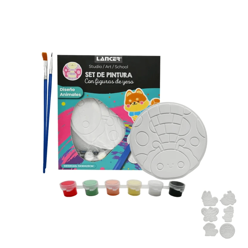 SET DE PINTURAS CON FIGURAS ANIMALES DE YESO 3X30X23CM