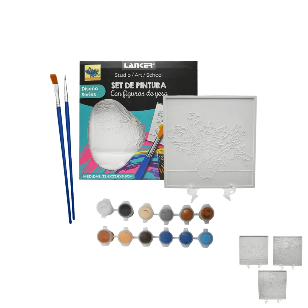 SET DE PINTURAS CON FIGURAS DE SERIES DE YESO 22.6X22.6X3.6CM