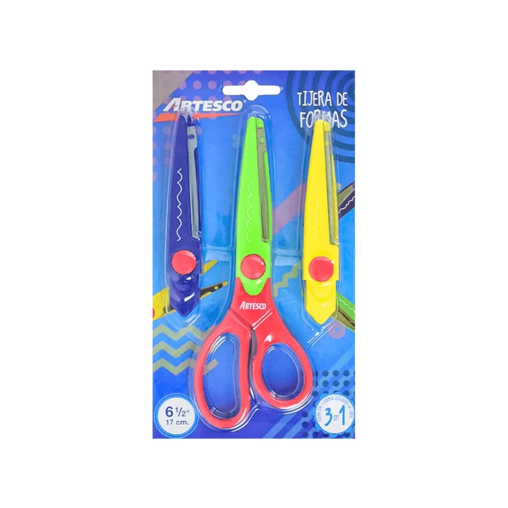 TIJERA ARTESCO DE FORMAS 6 1/2 17CM 3 EN 1