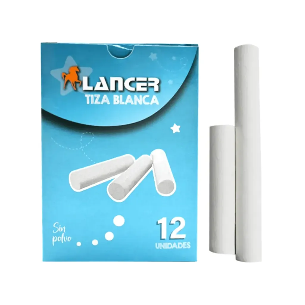 TIZA LANCER SIN POLVO BLANCA X 12 UND