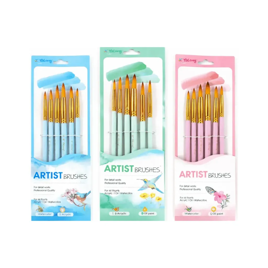 BLISTER PINCELES REDONDOS X6 YL213701-1 YALONG