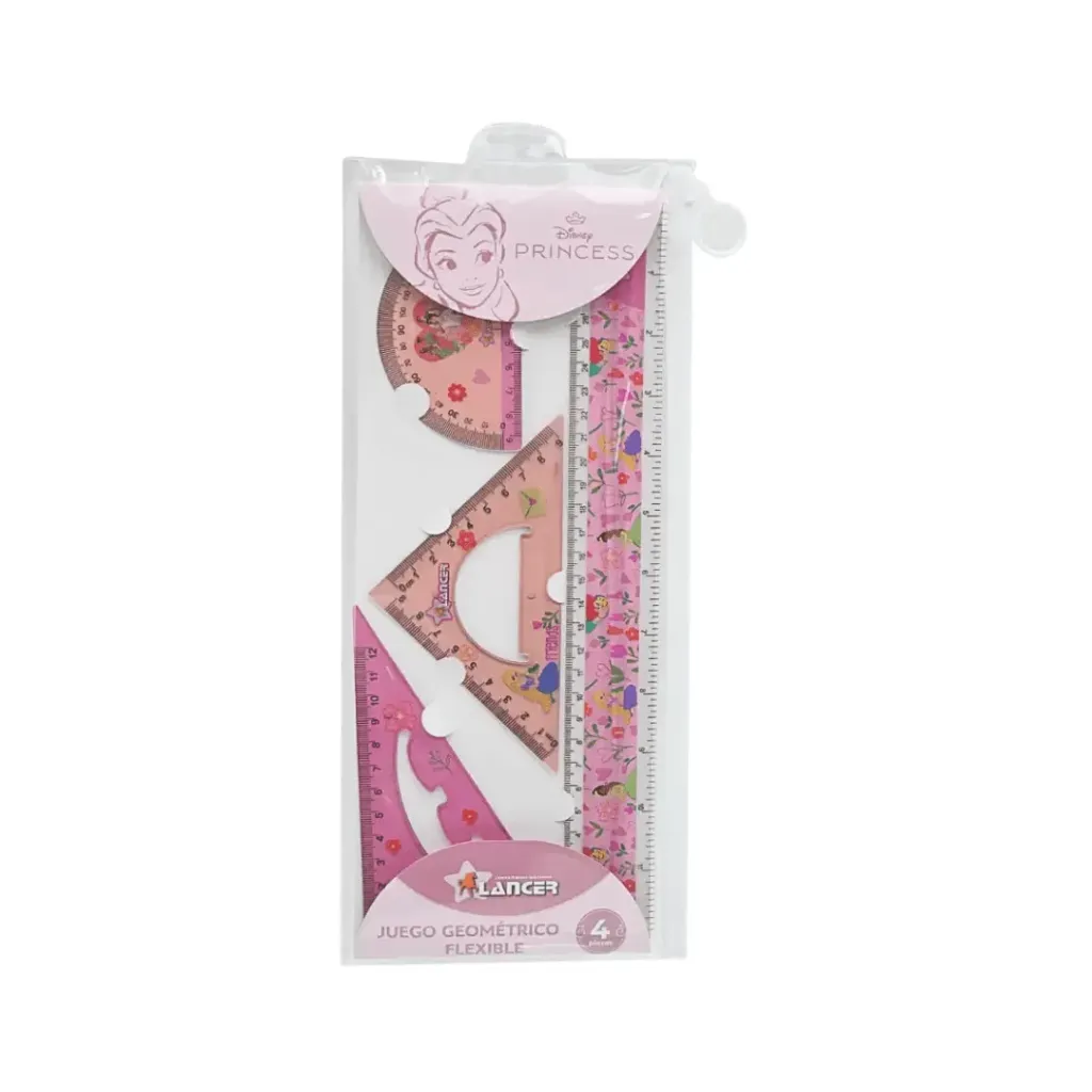 JUEGO GEOMÉTRICO FLEXIBLE 30CM PRINCESAS-4 PIEZAS