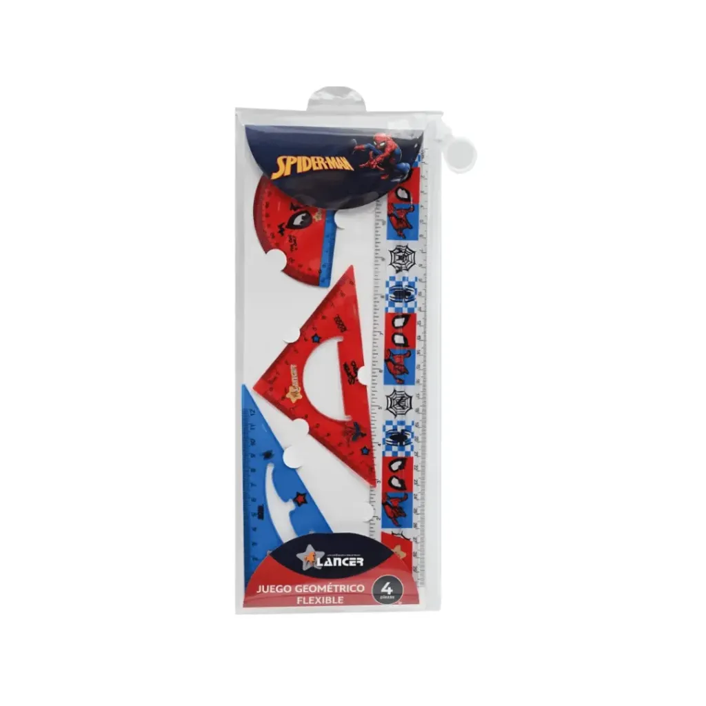 JUEGO GEOMÉTRICO FLEXIBLE 30CM SPIDERMAN-4 PIEZAS