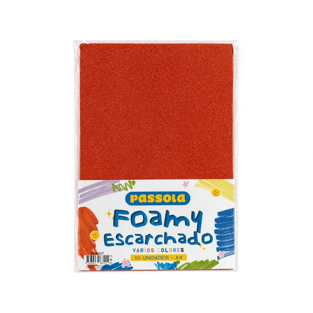 FOAMY PASSOLA A4 ESCARCHADO X10 COLORES SURTIDOS